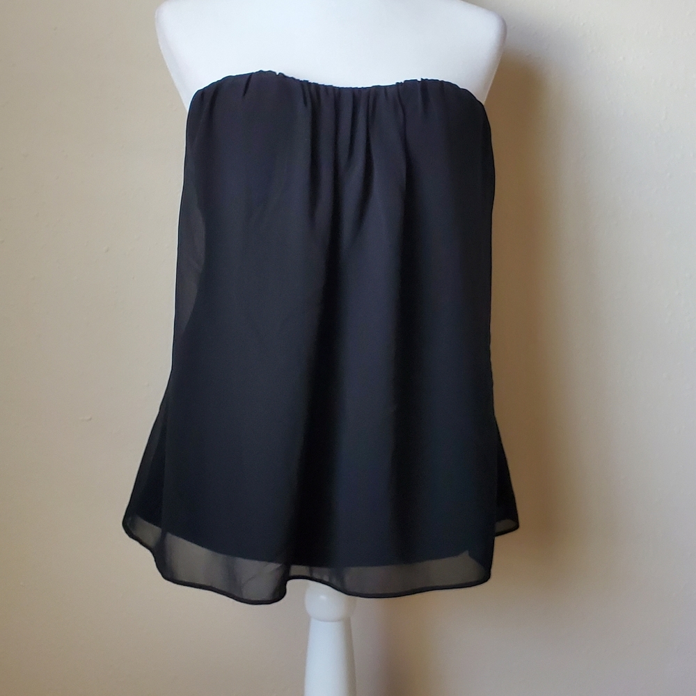 Foreign Exchange Sheer Black Strapless Top Size Small